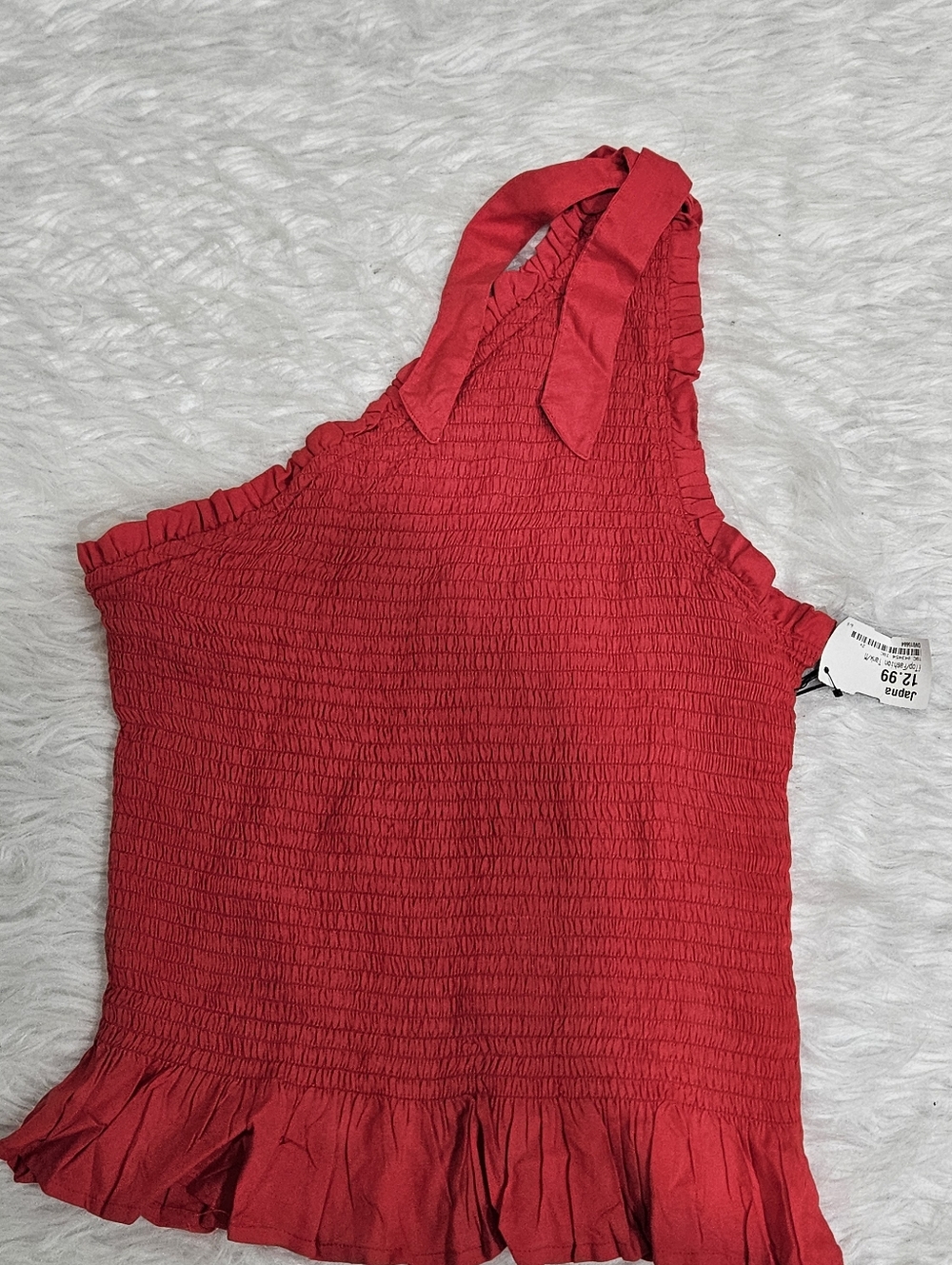 One-Shoulder Red Ruffle Top - Picture 4 of 5